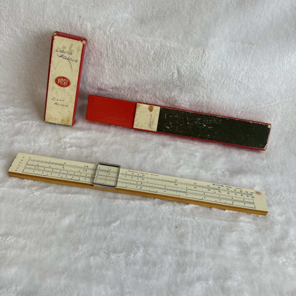 Vintage Frederick Post Model 1447 Student Slide Rule Slide Rule w/Case